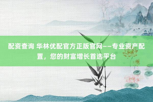 配资查询 华林优配官方正版官网——专业资产配置，您的财富增长首选平台