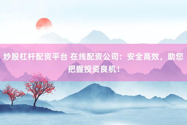 炒股杠杆配资平台 在线配资公司：安全高效，助您把握投资良机！