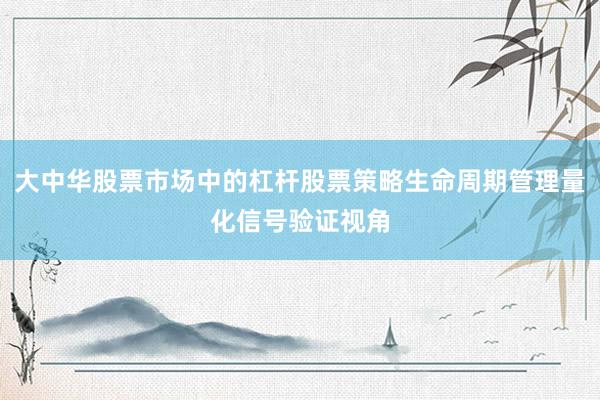 大中华股票市场中的杠杆股票策略生命周期管理量化信号验证视角