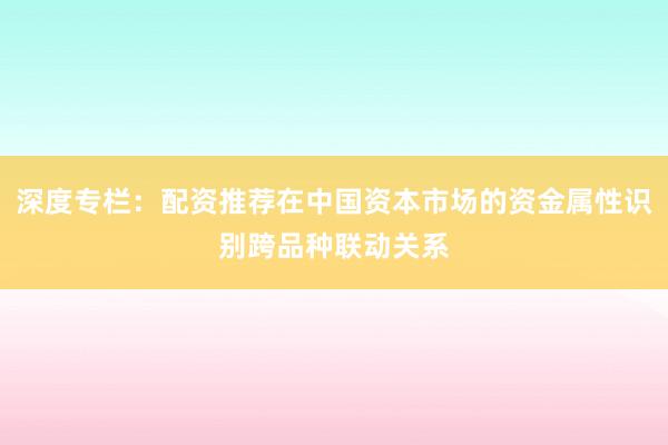 深度专栏：配资推荐在中国资本市场的资金属性识别跨品种联动关系