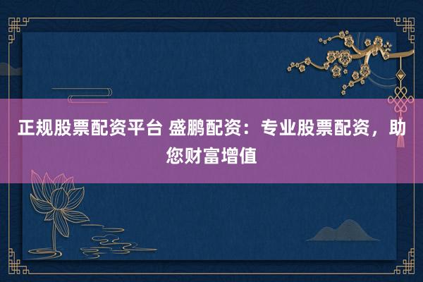 正规股票配资平台 盛鹏配资：专业股票配资，助您财富增值