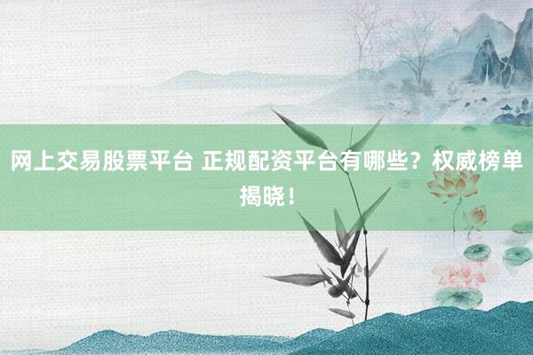 网上交易股票平台 正规配资平台有哪些?权威榜单揭晓!