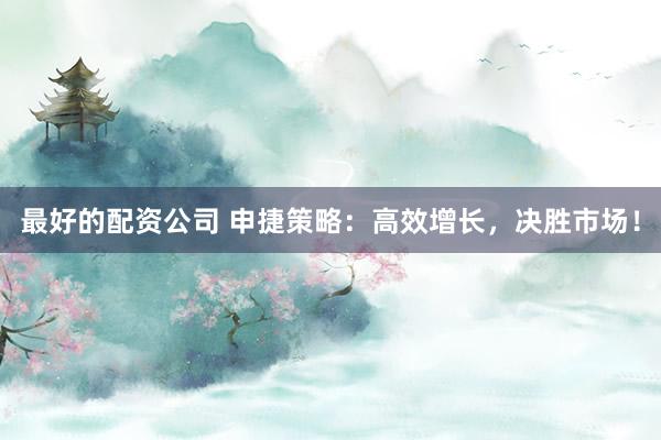 最好的配资公司 申捷策略:高效增长,决胜市场!
