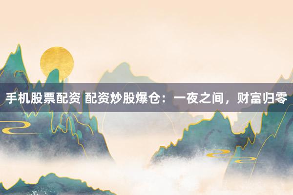 手机股票配资 配资炒股爆仓：一夜之间，财富归零