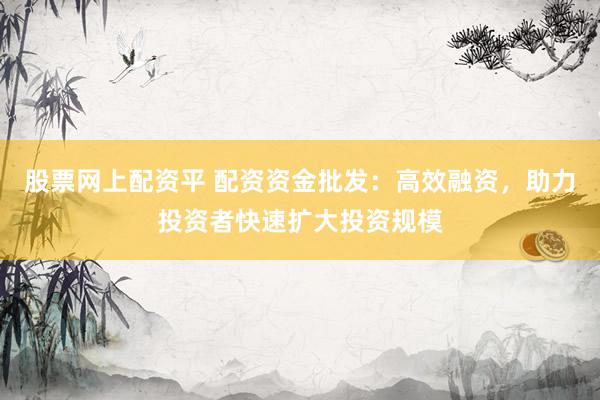 股票网上配资平 配资资金批发：高效融资，助力投资者快速扩大投资规模