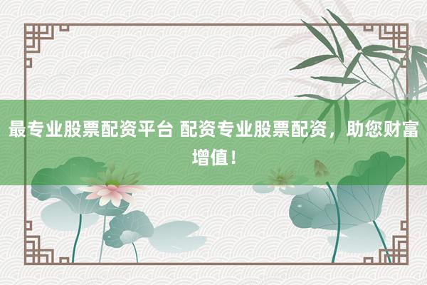 最专业股票配资平台 配资专业股票配资，助您财富增值！