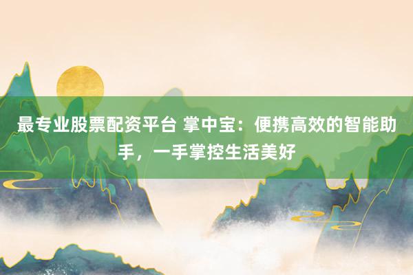 最专业股票配资平台 掌中宝：便携高效的智能助手，一手掌控生活美好
