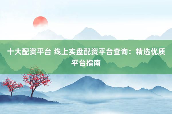 十大配资平台 线上实盘配资平台查询:精选优质平台指南